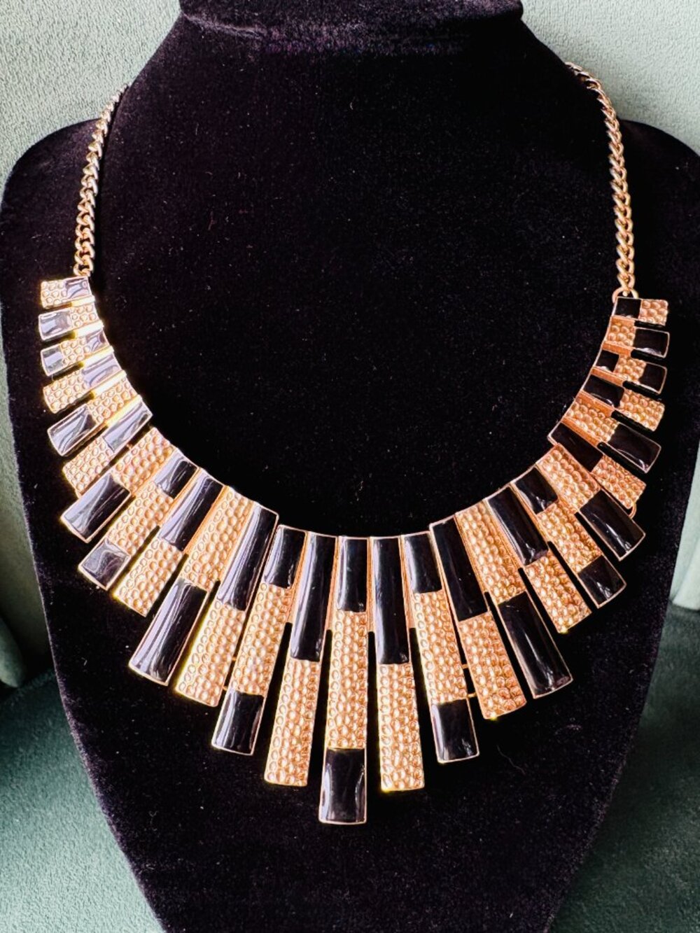Vintage Black and Gold Choker Necklace